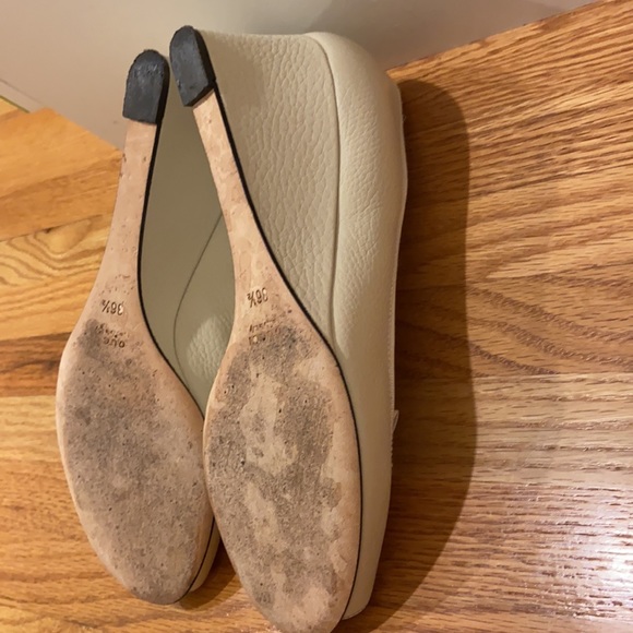 Gucci White Leather Open Toe Wedges GG Logo 6.5 - Picture 10 of 12